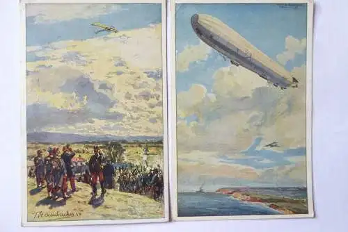 5 Künstler-AK Zeppelin Deutscher Luftflotten-Verein 1917