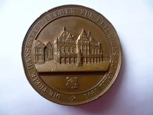 Medaille Bronze Bremen 1846 Bürgermeister Dr. Joh. Smidt 25jähr. Jubiläum