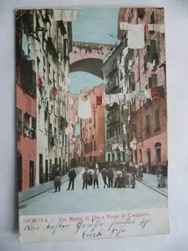 AK Genova Genua Via Madre di Dio e Ponte di Carignano