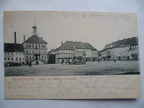 AK Bischofswerda Markt mit Rathaus (Altmarkt)