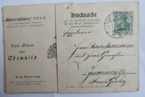 AK Chemnitz Klappkarte mit 9 Ansichten 1907 seltene patentgeschütze Kartenart