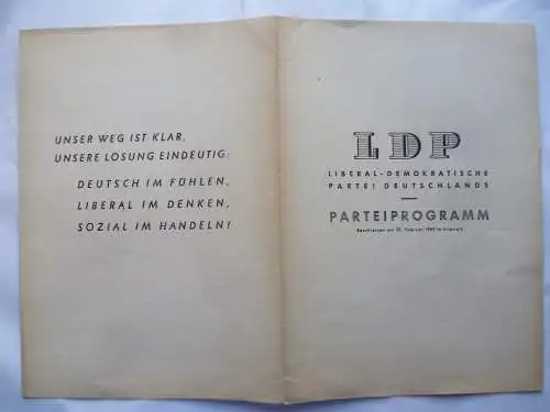 Parteiprogramm LDP Liberald-Demokratische Partei Deutschlands 1949