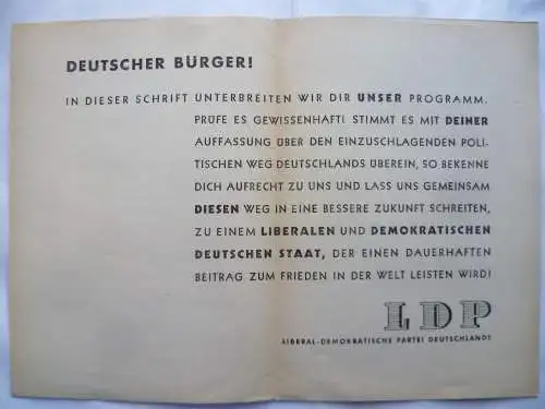 Parteiprogramm LDP Liberald-Demokratische Partei Deutschlands 1949