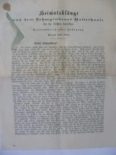 Heimatsklänge aus dem Lehmgrubener Mutterhaus Juli + Aug. 1909