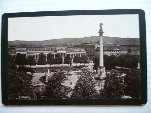 Altes Pappfoto Stuttgart Schlossplatz mit Königshaus 1892