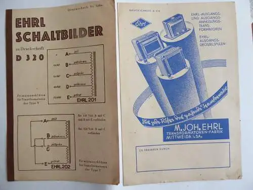 6 Prospekte M. Joh. Ehrl Mittweida i. Sachsen Transformatorenfabrik 1930er Jahre