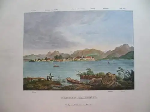 7 kolorierte Ansichten München Alpenvorland J. Lindauer München Faksimile