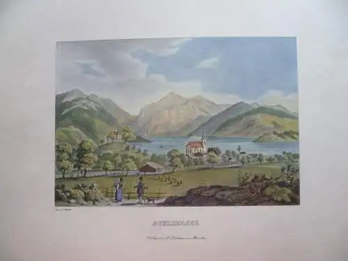 7 kolorierte Ansichten München Alpenvorland J. Lindauer München Faksimile