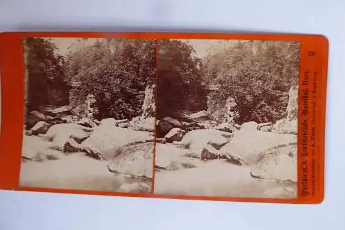 2 Stereophotographien um 1875 Harz Rosstrappe Bodethal