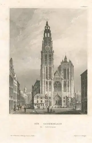 Antwerpen Kathedrale Stahlstich um 1850