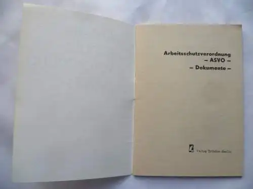 Arbeitsschutzverordnung Dokumente Ostalgie