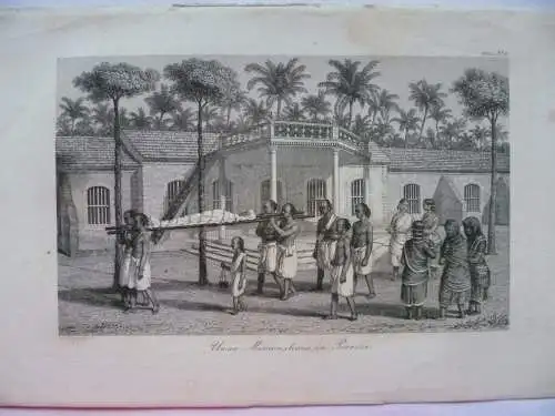 Orig.Stahlstich 1862 Unser Missionshaus in Poreiar Süd-Indien