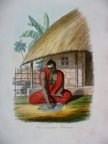 Orig. kol. Litho 1857 Volkskunde Ein indischer Astronom Indien