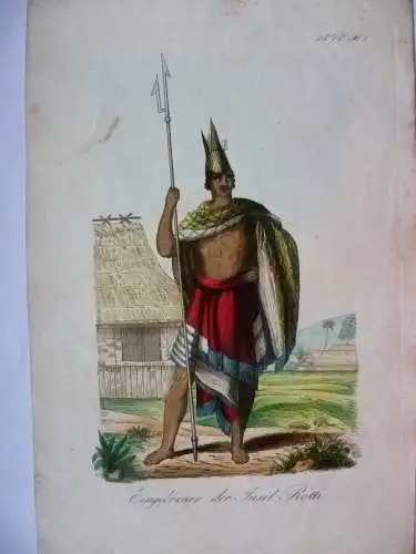 Orig. kol. Radierung 1853 Volkskunde Bewohner des Libanon