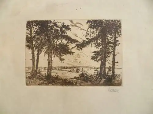 Landschaft mit Bäumen ORadierung S. G. Maran