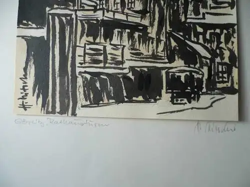 Görlitz Rathausturm Tuschezeichnung Herbert Nitsche