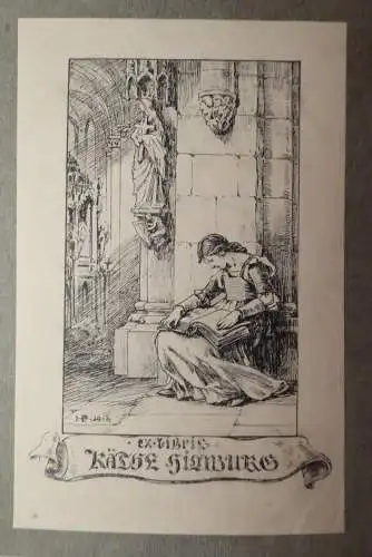 Exlibris für Käthe Hinburg monogrammiert HP 1916