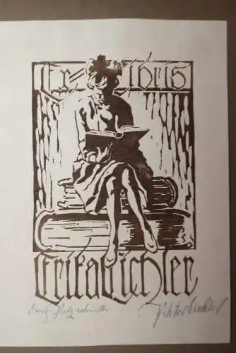 Viktor Eichler Exlibris für Erika Eichler 1925 OHolzschnitt