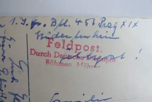 Postkarte Feldpost Durch Deutsche Dienstpost Böhmen und Mähren Prag 1942