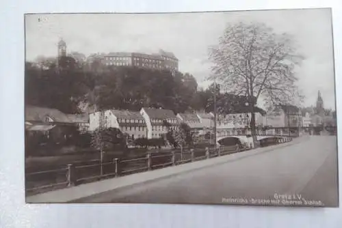 AK Greiz Heinrichs-Brücke mit oberem Schloß