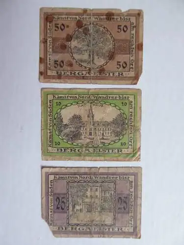 Notgeld 5 Scheine Berga (Elster) 1920 / 1921
