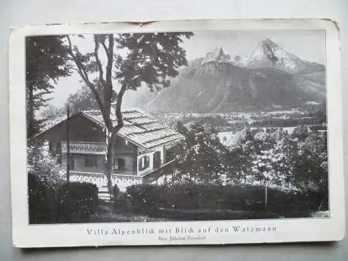 AK Berchtesgaden Villa Alpenblick mit Blick auf den Watzmann