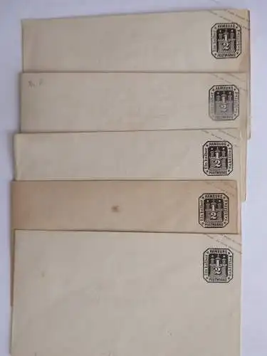 5 Ganzsachen-Umschläge Hamburg U8 1867