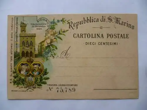 AK Vorläufer San Marino Inaugurazione 30. Settembre 1894