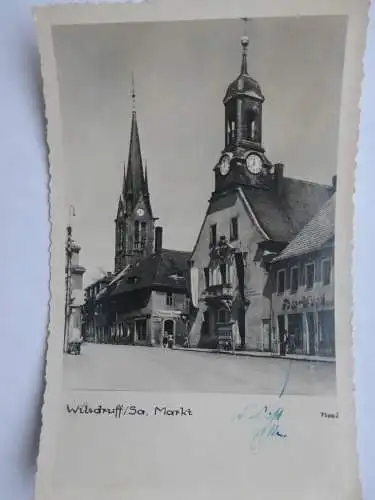 AK Wilsdruff Markt Geschäftshaus Foto-Wugk mit Elke