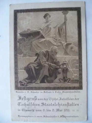 AK Chemnitz Festgruß 75j. Jubelfeier Technische Staatslehranstalten 1911