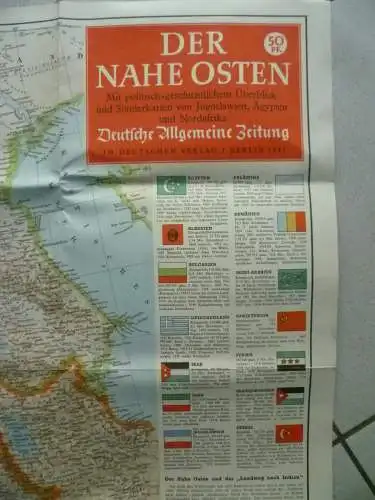 Große Landkarte Der Nahe Osten 1941 Deutscher Verlag Berlin