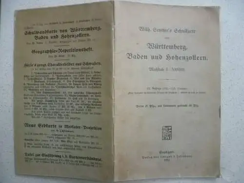 Schulkarte von Württemberg, Baden und Hohenzollern 1912