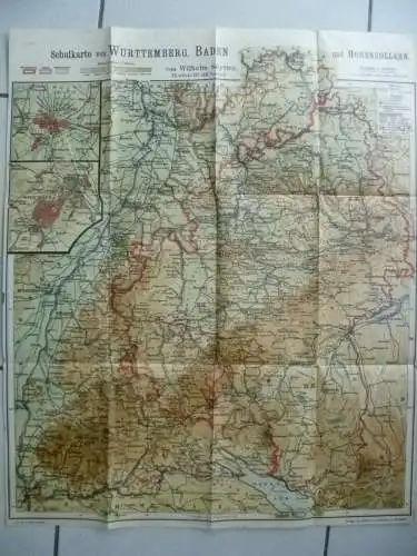 Schulkarte von Württemberg, Baden und Hohenzollern 1912