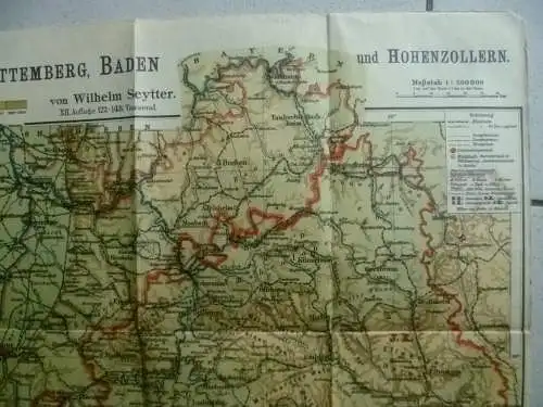 Schulkarte von Württemberg, Baden und Hohenzollern 1912