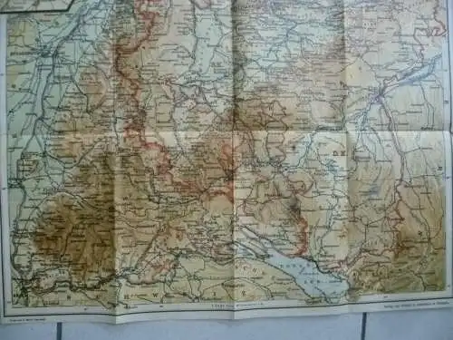 Schulkarte von Württemberg, Baden und Hohenzollern 1912
