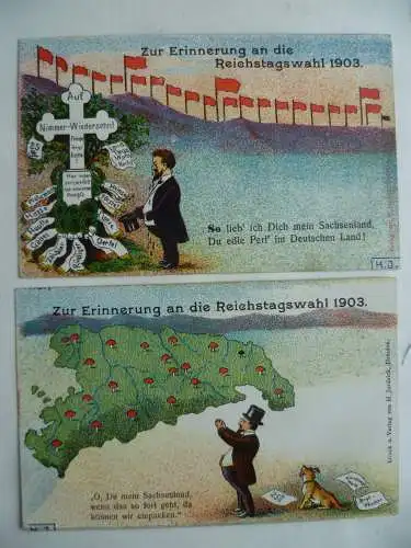 2 AK Erinnerung an die Reichstagswahl Sachsen 1903
