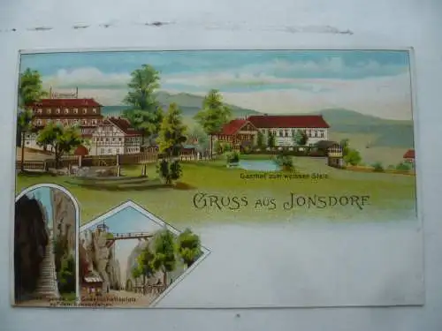 Litho-AK Jonsdorf Gasthof zum Bad / Gasthof zum weissen Stein