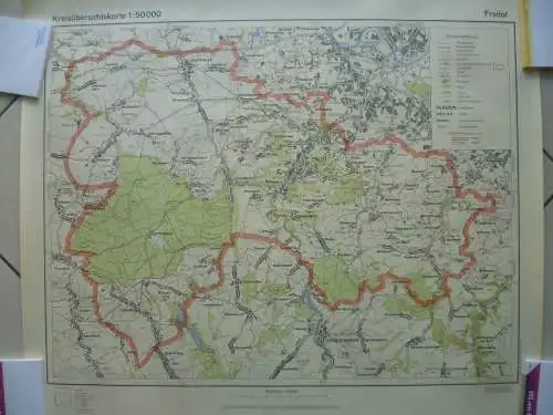 Große Kreisübersichtskarte Pirna 1:50000 gerollt 1953/1958