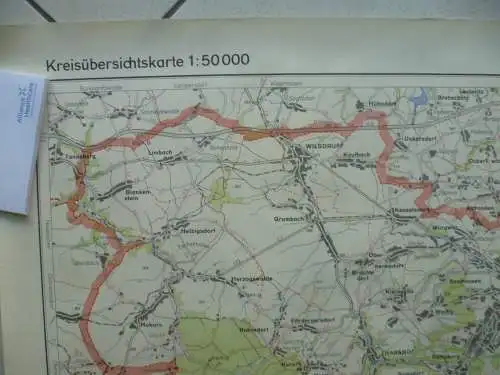 Große Kreisübersichtskarte Pirna 1:50000 gerollt 1953/1958