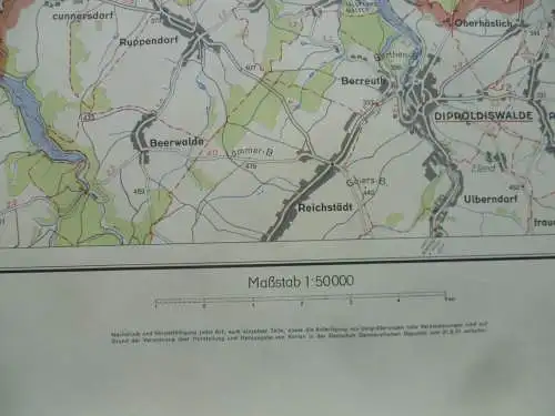 Große Kreisübersichtskarte Pirna 1:50000 gerollt 1953/1958