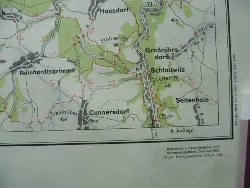 Große Kreisübersichtskarte Pirna 1:50000 gerollt 1953/1958