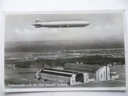 AK Friedrichshafen am Bodensee mit "Graf Zeppelin" Luftbild