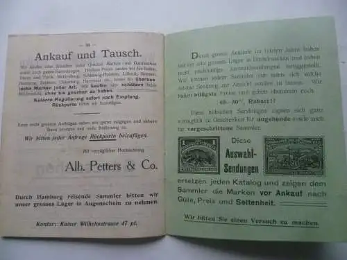 Briefmarken Angebotsheft Alb. Petters & Co. Hamburg Briefmarken-Handlung 1909