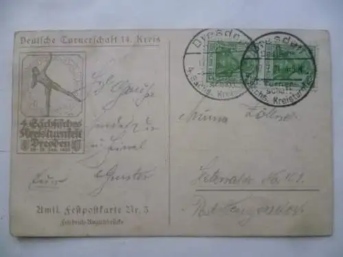 Dresden 4. Sächs. Kreisturnfest 1921 3 amtliche Festpostkarten m. SSt