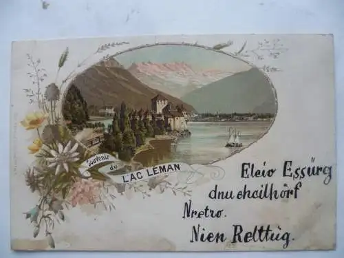 Litho-AK Lac Léman Genfer See