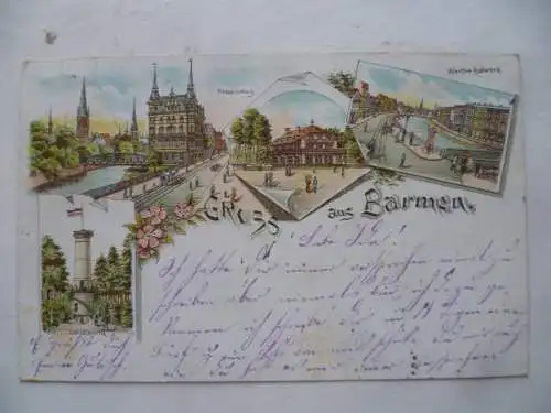 Litho-AK Barmen - Wuppertal 4 Ansichten