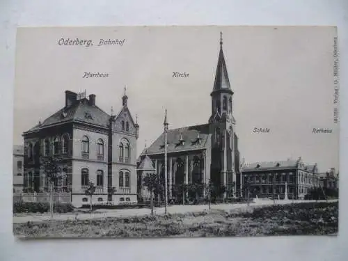 AK Oderberg Österr.-Schlesien Pfarrhaus Kirche Schule Rathaus