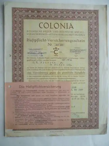 Eibau Fa. C.F. Neumann 5 Versicherungsdokumente Colonia Köln