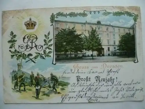 AK Dresden Kaserne des Kgl. Sächs. 1. Feld-Arillerie-Rgt. No.12