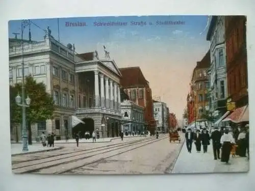 AK Breslau Schweidnitzer Straße und Stadttheater